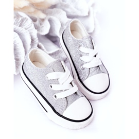Sneaker argento glitter per bambini 888-1b d'argento 3