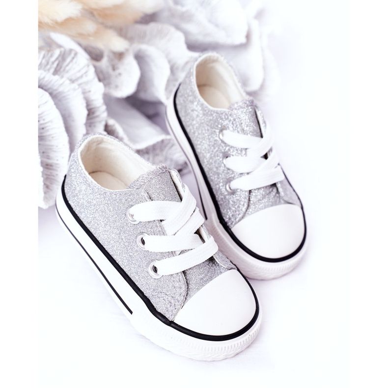 Sneaker argento glitter per bambini 888-1b d'argento 3