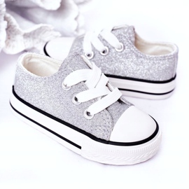 Sneaker argento glitter per bambini 888-1b d'argento 4