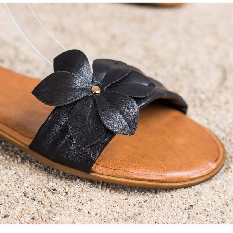 Diamantique Sandali Neri Con Fiore nero 2