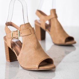 Renda Sandali costruiti con ecopelle beige marrone 1