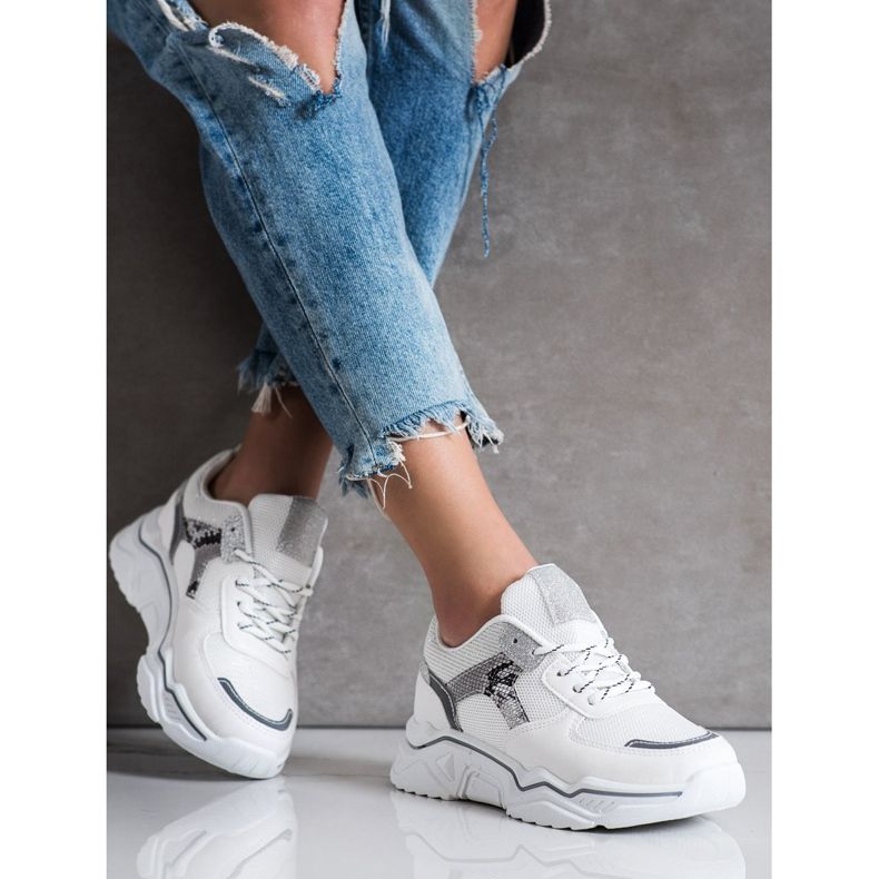 SHELOVET Sneakers Bianche Con Glitter bianca 2