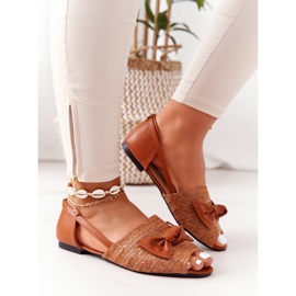 Sandali Bassi Con Intrecciato Lu Boo Camel marrone 2