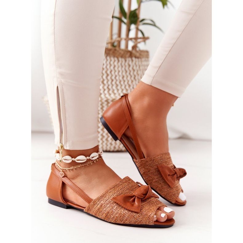Sandali Bassi Con Intrecciato Lu Boo Camel marrone 2