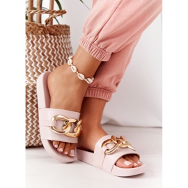 PS1 Pantofole One Moment in gomma beige con catena 2