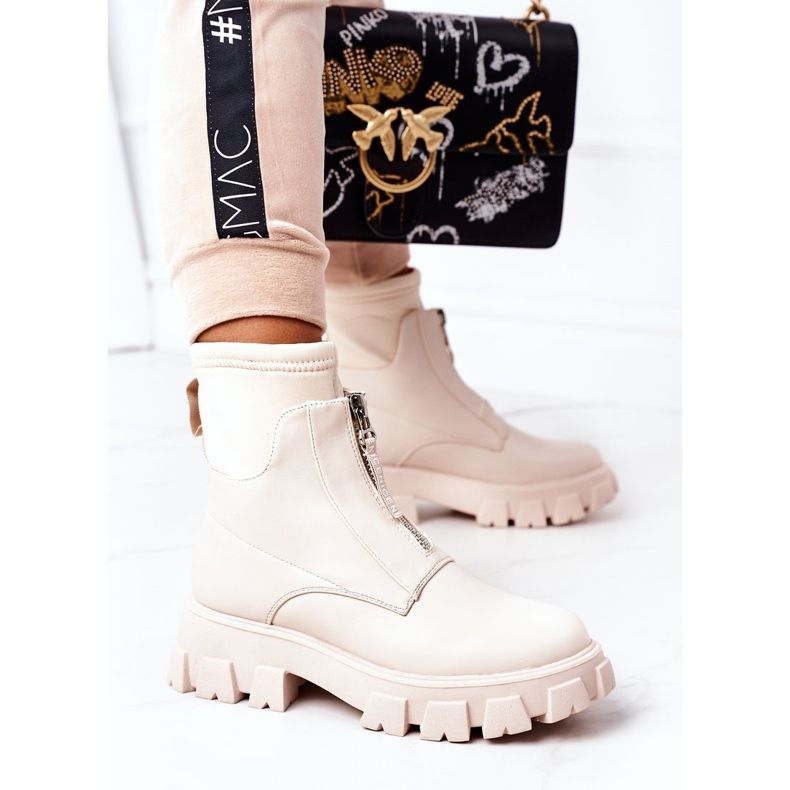PS1 Stivali Da Donna Da Lavoro Con Cerniera Beige Cheers 1