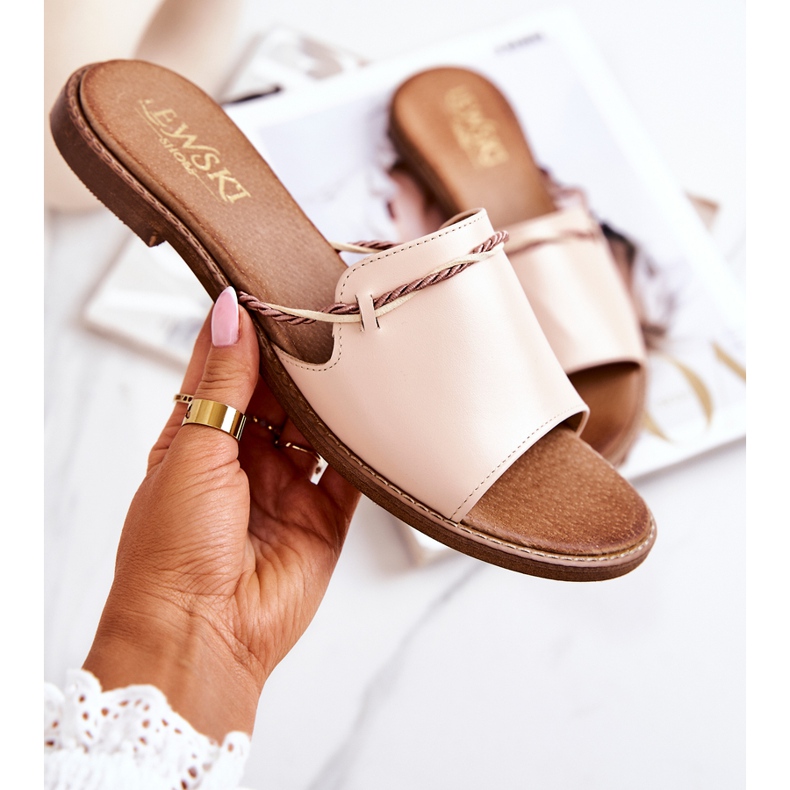 Infradito in pelle di Lewski Shoes, Beige 1