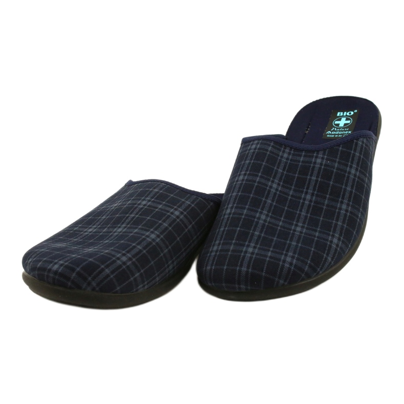 Ciabatte da uomo, Adanex 25951, a quadri blu navy 2