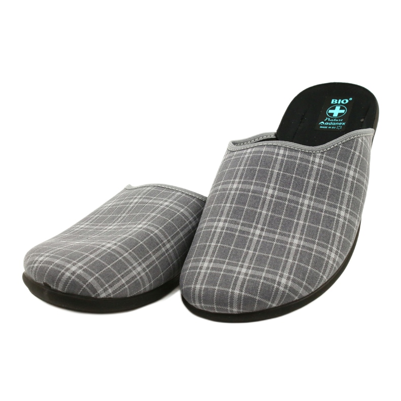 Pantofole da uomo Adanex 25950 a scacchi grigi grigio 3