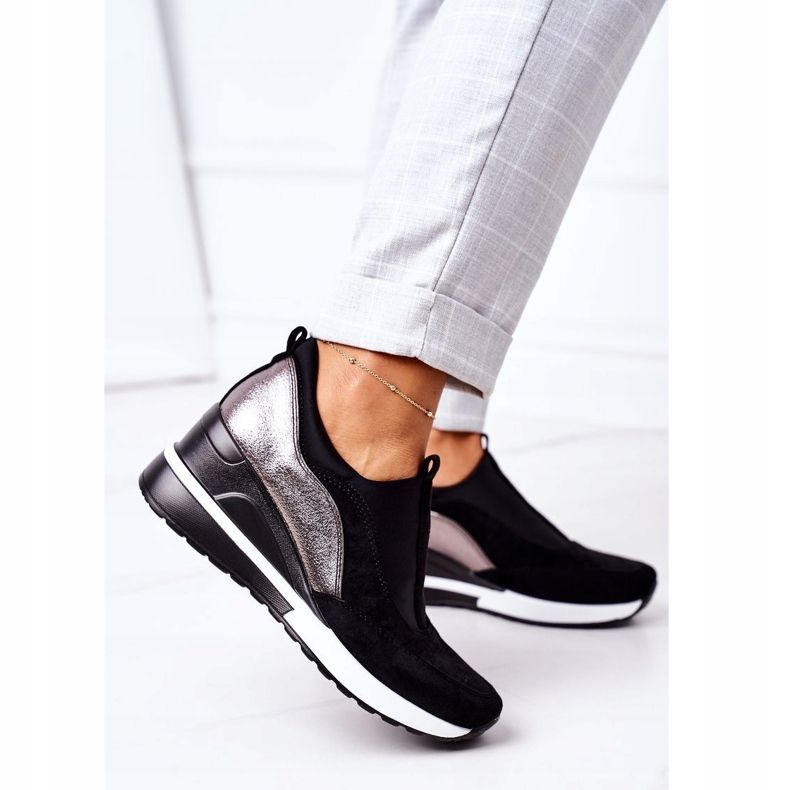 Sneakers Slip-On con zeppa Vinceza 10593 Nero-Argento 1