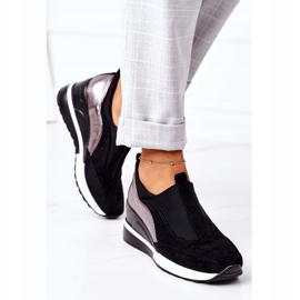 Sneakers Slip-On con zeppa Vinceza 10593 Nero-Argento 2