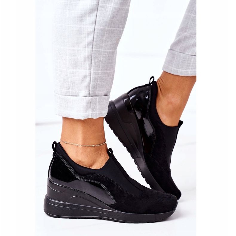 Sneaker Vinceza 10593 Nere Slip On con Zeppa nero 2