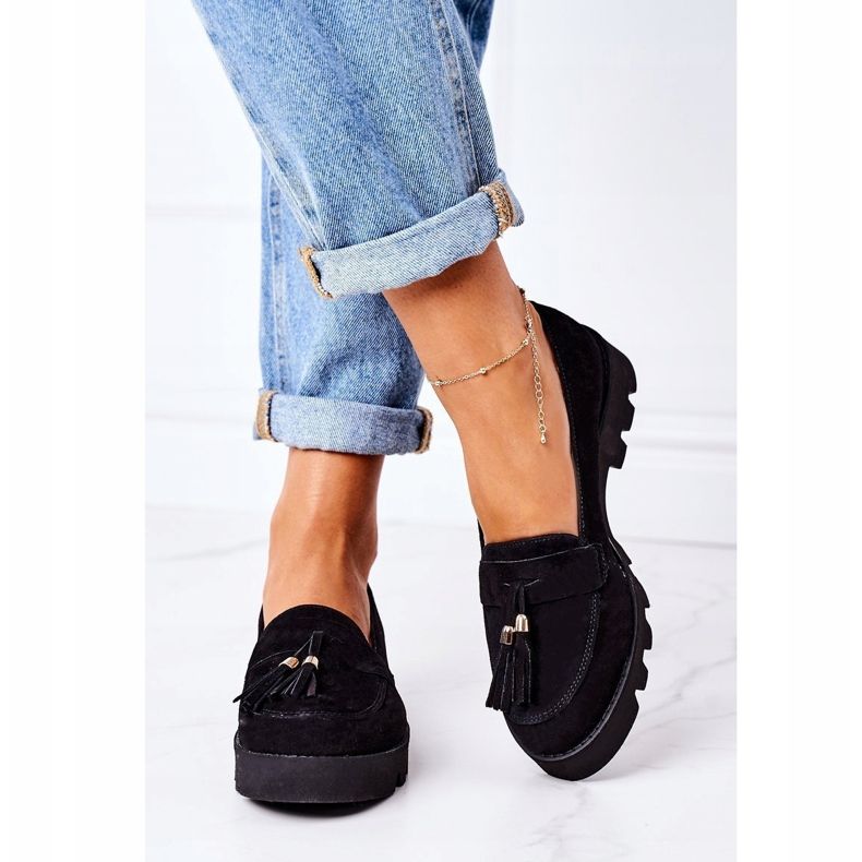 Mocassini in camoscio Lewski Shoes 3053 Nero 2