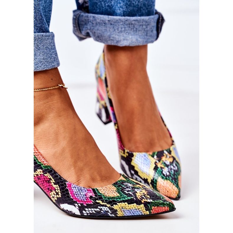 Décolleté in pelle con motivo a pelle di serpente Lewski Shoes 2801 Colorful multicolore 1
