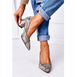Décolleté in pelle con motivo animalier Lewski Shoes 2801 Nero-Beige 1
