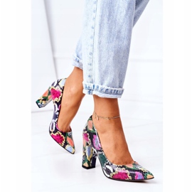 Décolleté in pelle con motivo a pelle di serpente Lewski Shoes 2453 Colorful multicolore 2