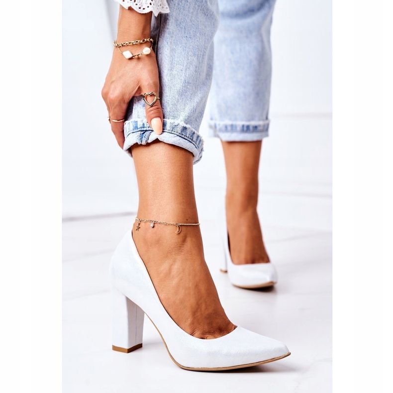 Décolleté in raso con motivo animalier Lewski Shoes 2453 Argento 2