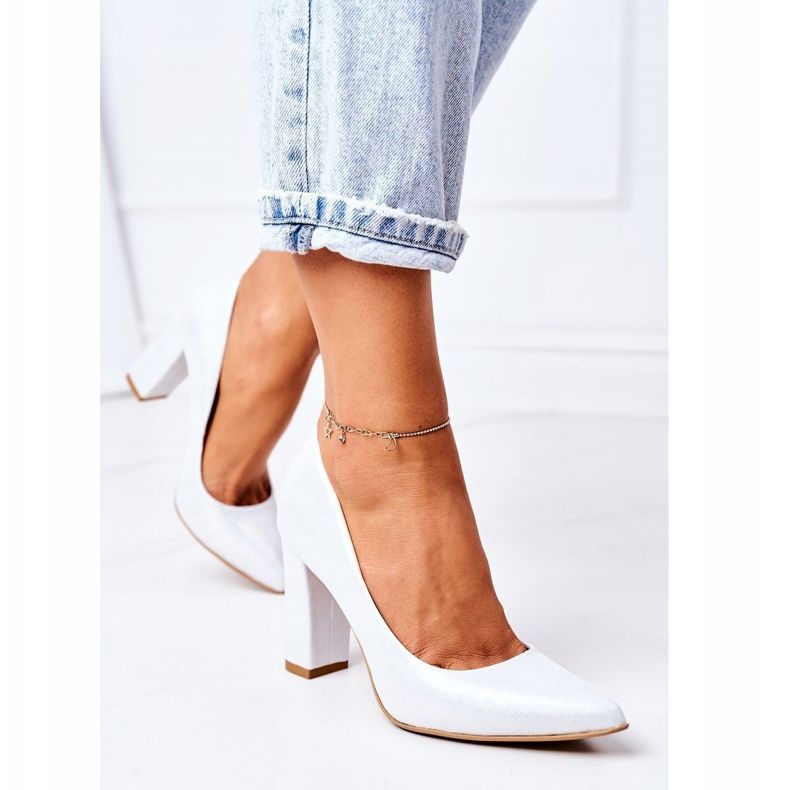 Décolleté in raso con motivo animalier Lewski Shoes 2453 Argento 1