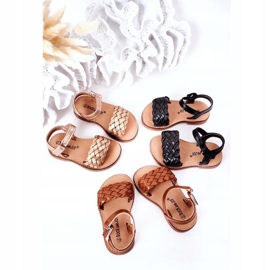 FR1 Sandali Per Bambini Con Intrecciato Oro Rosa 283-2B Bailly d'oro 1
