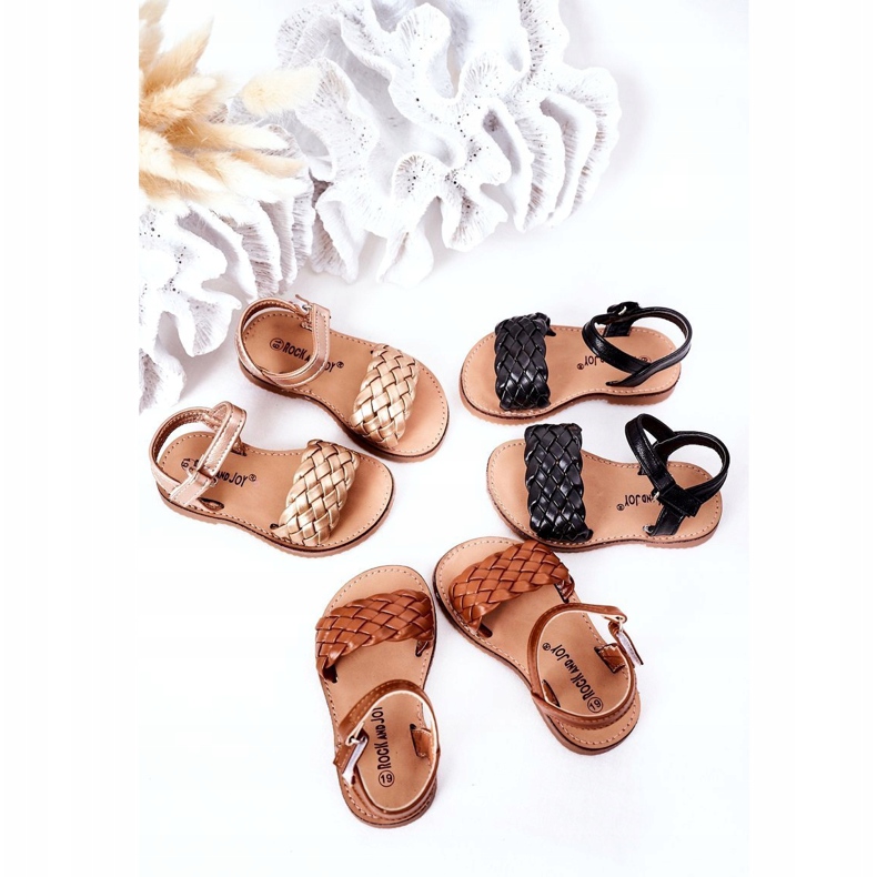 FR1 Sandali Per Bambini Con Intrecciato Oro Rosa 283-2B Bailly d'oro 1