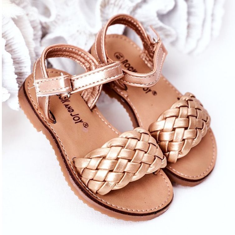 FR1 Sandali Per Bambini Con Intrecciato Oro Rosa 283-2B Bailly d'oro 2