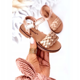 FR1 Sandali Per Bambini Con Intrecciato Oro Rosa 283-2B Bailly d'oro 3