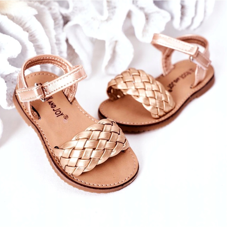 FR1 Sandali Per Bambini Con Intrecciato Oro Rosa 283-2B Bailly d'oro 4