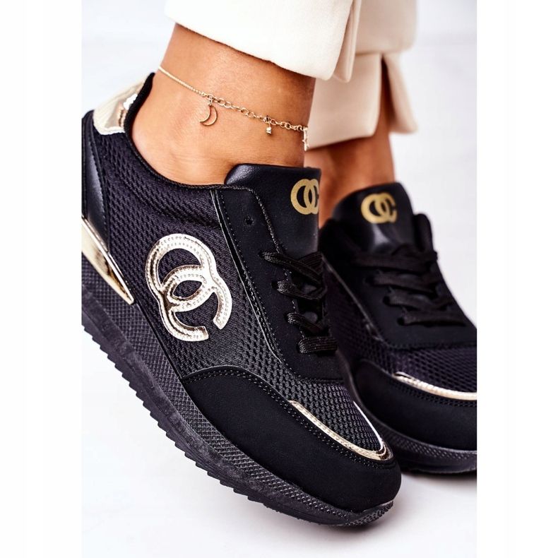 PE1 Scarpe Sportive da Donna Sneakers Nere e Oro Under Control nero d'oro 1