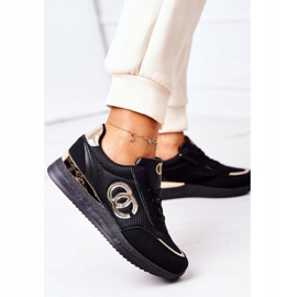 PE1 Scarpe Sportive da Donna Sneakers Nere e Oro Under Control nero d'oro 2