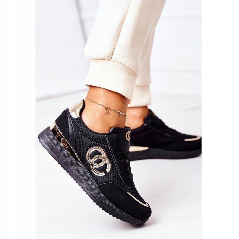 PE1 Scarpe Sportive da Donna Sneakers Nere e Oro Under Control nero d'oro 2