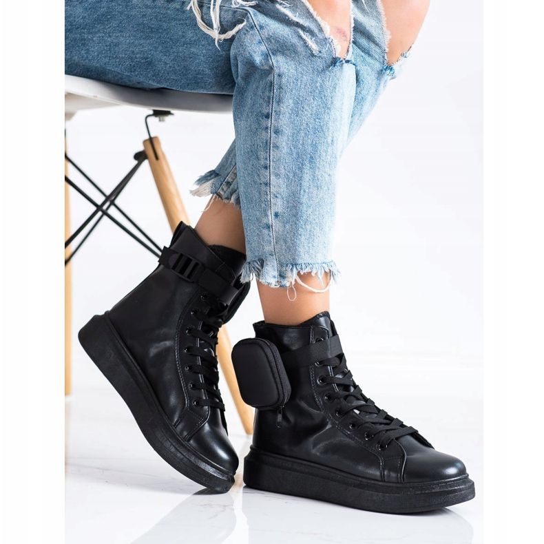 SHELOVET Scarpe stringate con tasca nero 1