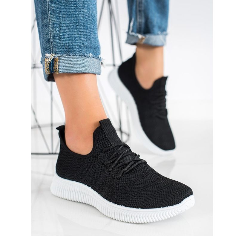 SHELOVET Scarpe sportive in tessuto nero 2