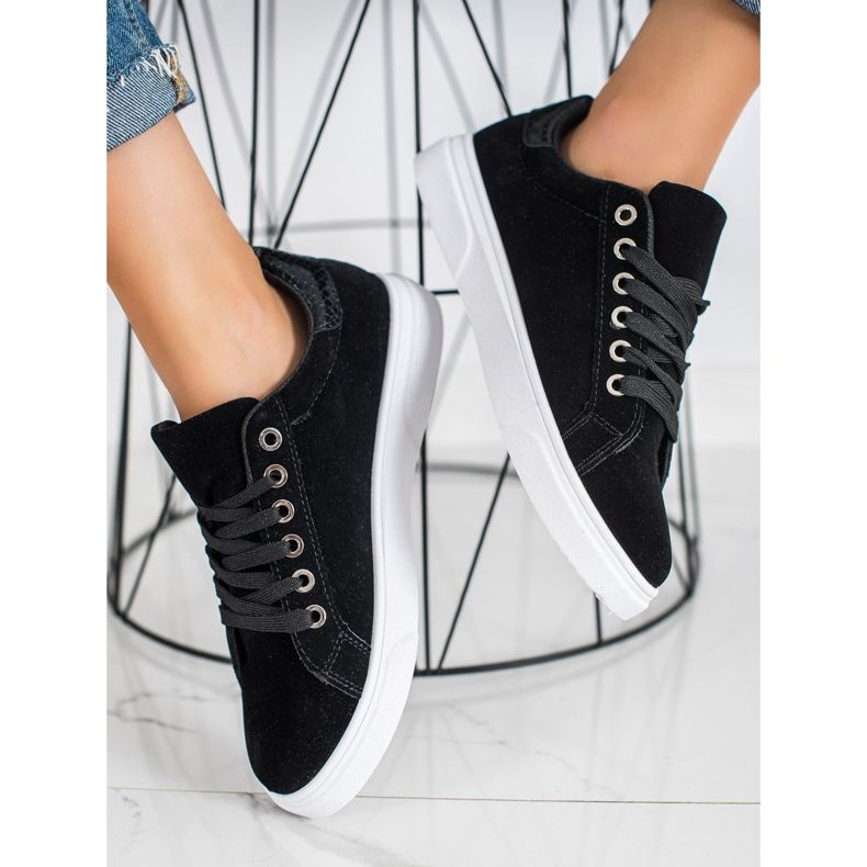 SHELOVET Sneakers in pelle scamosciata nero 1