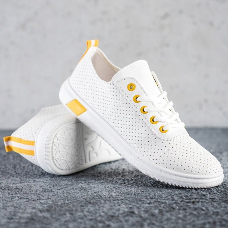 SHELOVET Sneakers traforate bianco 2