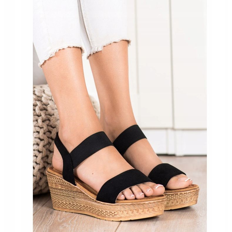 Queentina Sandali in camoscio chiaro nero 2