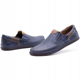 Polbut Scarpe da uomo in pelle 09 per l'estate Blu navy con marrone 4