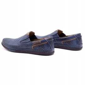 Polbut Scarpe da uomo in pelle 09 per l'estate Blu navy con marrone 5
