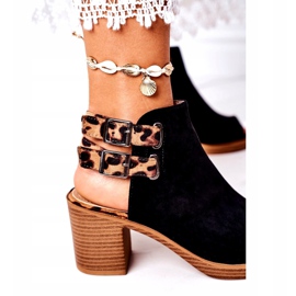 Sandali in pelle scamosciata su una barra Lu Boo Leopardo nero marrone 3