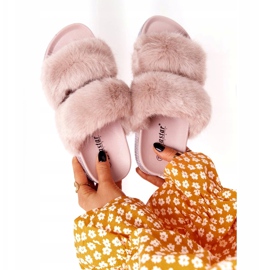 PS1 Pantofole Beige Sulla Piattaforma Con Pelliccia E Cubic Zirconia Wow! 5