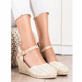 Sweet Shoes Espadrillas traforate sulla zeppa beige 2