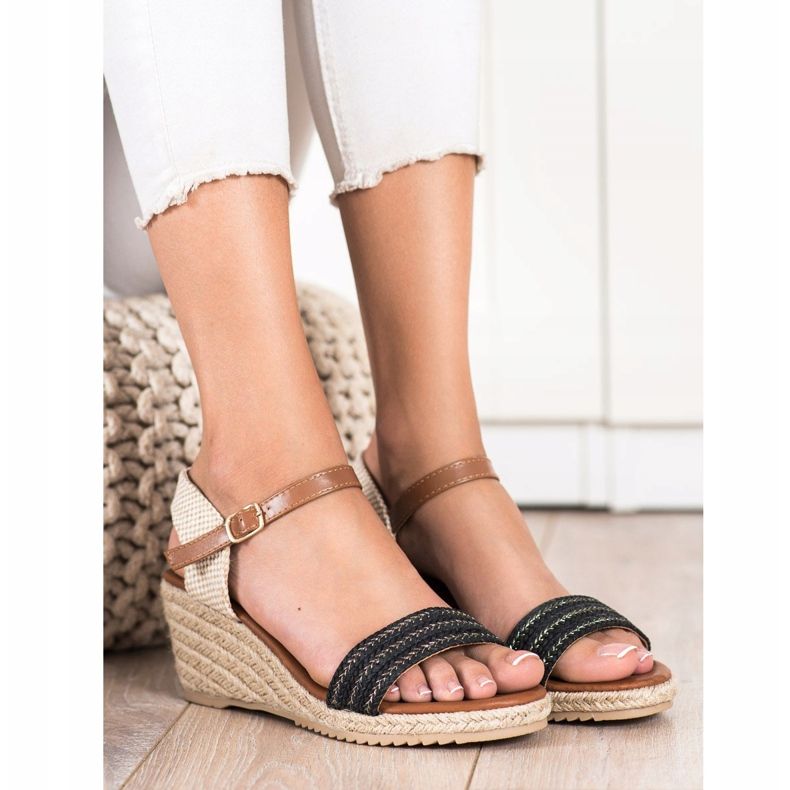 SHELOVET Sandali espadrillas casual beige marrone nero 1