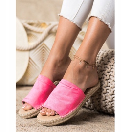 SHELOVET Pantofole classiche in pelle scamosciata rosa 1