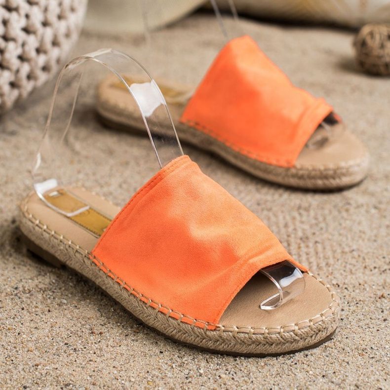 SHELOVET Pantofole classiche in pelle scamosciata arancia 1