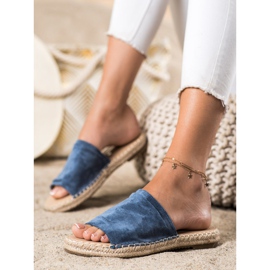 SHELOVET Pantofole classiche in pelle scamosciata blu 2