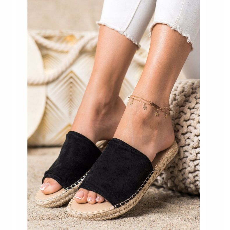 SHELOVET Pantofole classiche in pelle scamosciata nero 1