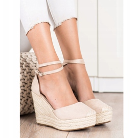Queentina Espadrillas alla moda su una zeppa alta beige 2