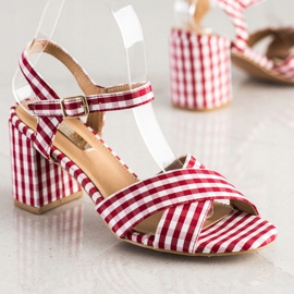 SHELOVET Sandali a scacchi alla moda rosso 1