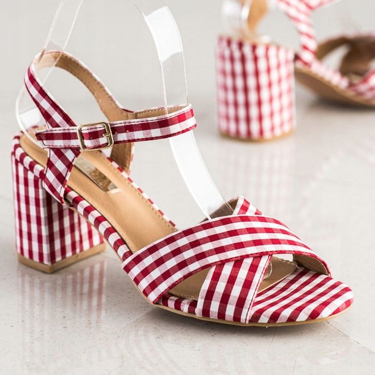 SHELOVET Sandali a scacchi alla moda rosso 1