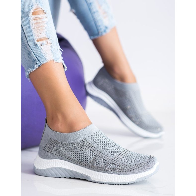SHELOVET Scarpe da ginnastica senza lacci grigio 2