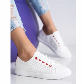 SHELOVET Sneakers Traforate Con Ecopelle bianca 2